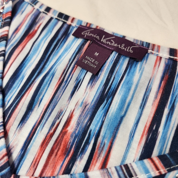 Gloria Vanderbilt Blue and White Sleeveless Tank Top - Picture 2 of 10